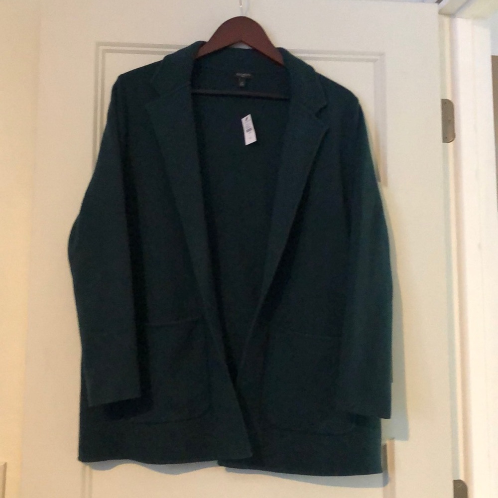 Talbots sweater jacket deep green